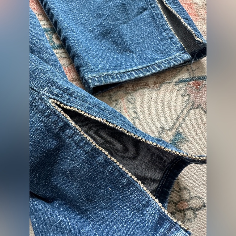 Talbots Slim Ankle Jeans with Ankle Slits and Rhinestone Detail Size 12